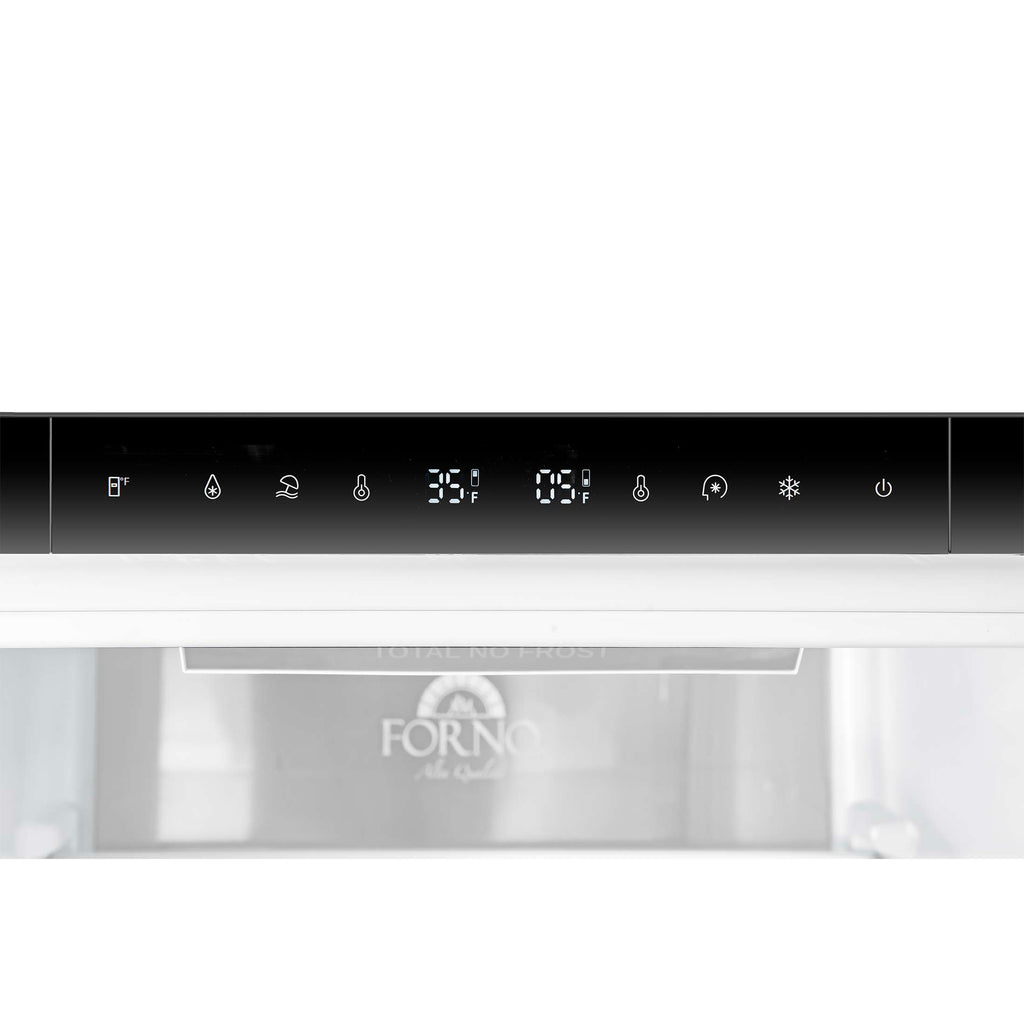 Custodia 24" Bottom Freezer, 10.3 cf., Left Swing, Ice Maker, Total No frost, White, Antique Brass handles