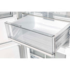 Custodia 24" Bottom Freezer, 10.3 cf., Left Swing, Ice Maker, Total No frost, White, Antique Brass handles
