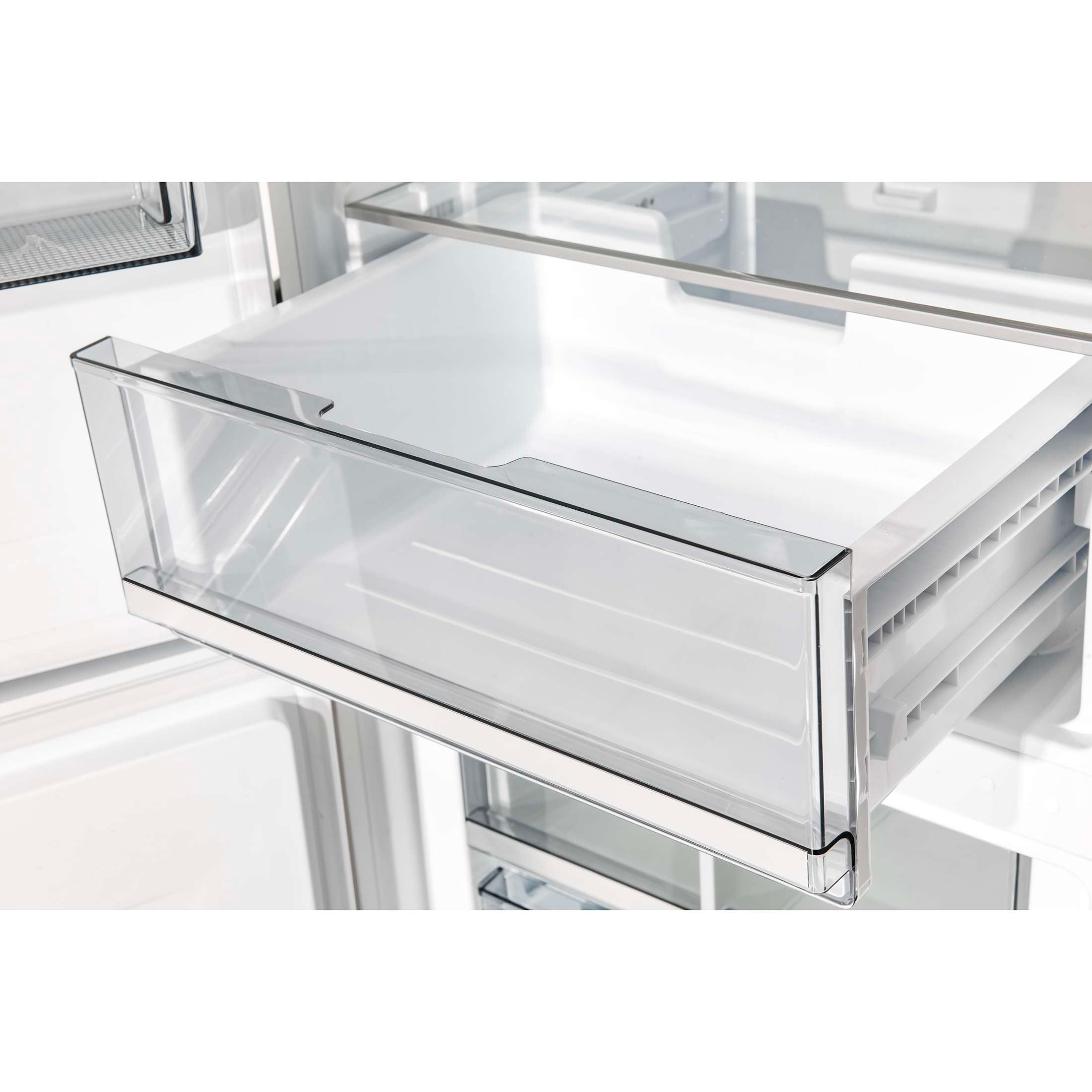 Custodia 24" Bottom Freezer, 10.3 cf., Left Swing, Ice Maker, Total No frost, White, Antique Brass handles