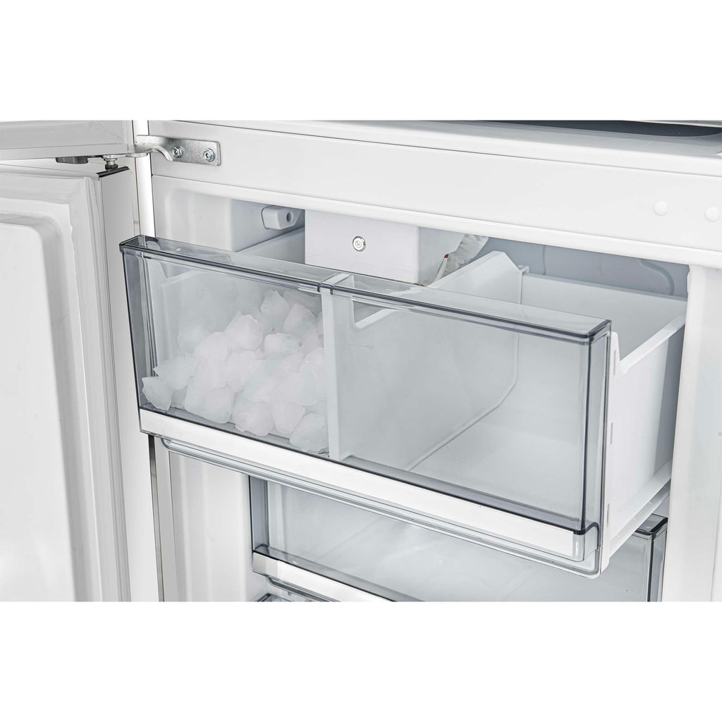 Custodia 24" Bottom Freezer, 10.3 cf., Left Swing, Ice Maker, Total No frost, White, Antique Brass handles