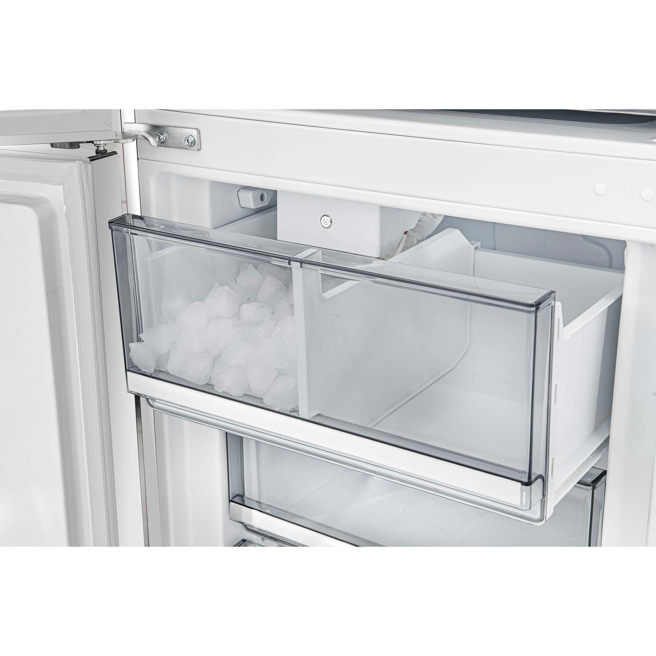 Custodia 24" Bottom Freezer, 10.3 cf., Left Swing, Ice Maker, Total No frost, White, Antique Brass handles