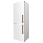 Custodia 24" Bottom Freezer, 10.3 cf., Left Swing, Ice Maker, Total No frost, White, Antique Brass handles