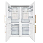 Custodia 48" Bottom Freezer combo, 20.6 cf., Ice Maker, Total No frost, White, Antique Brass handles