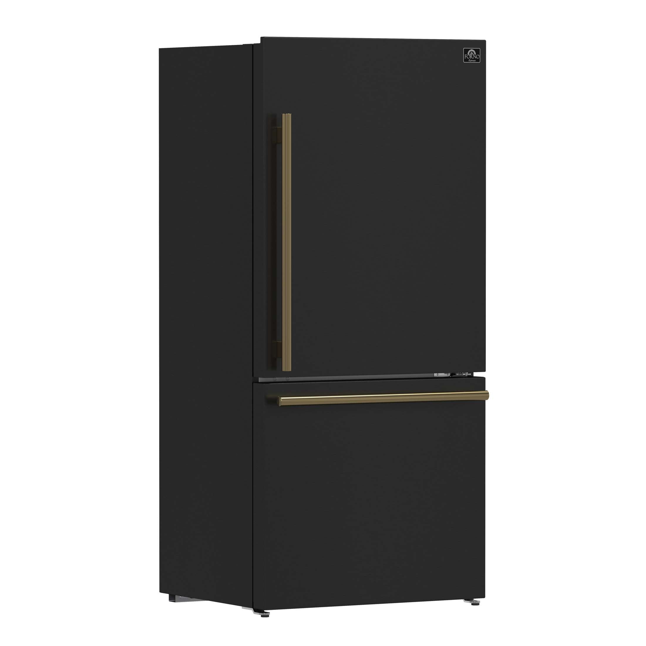 Forno Milano Espresso 31-Inch Bottom Freezer Refrigerator, Black, 17.2 cu.ft Capacity, Energy Efficient
