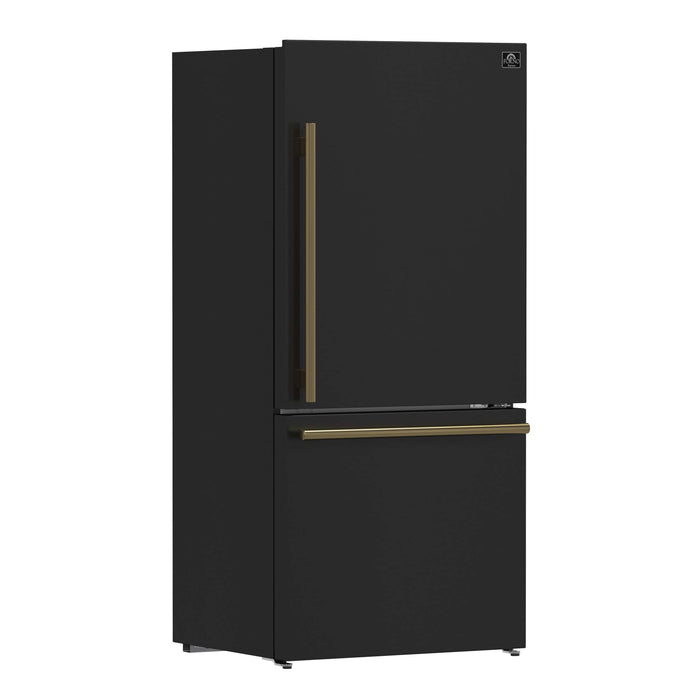 Forno Milano Espresso 31-Inch Bottom Freezer Refrigerator, Black, 17.2 cu.ft Capacity, Energy Efficient