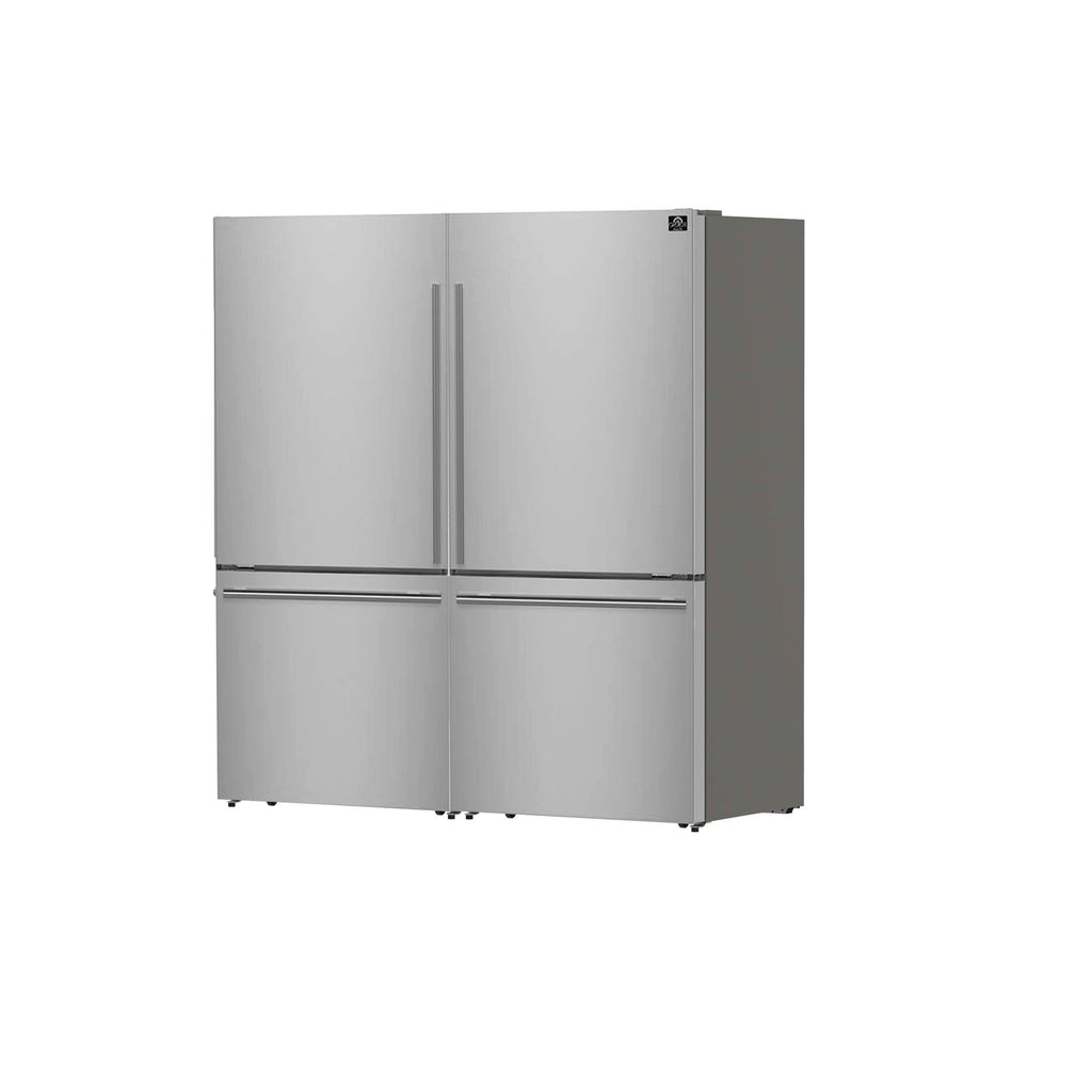 Forno Milano 2-Piece 62-Inch Freestanding Dual Bottom Freezer Refrigerator, Stainless Steel – 34.4 cu.ft, Touch Control, Ice Maker