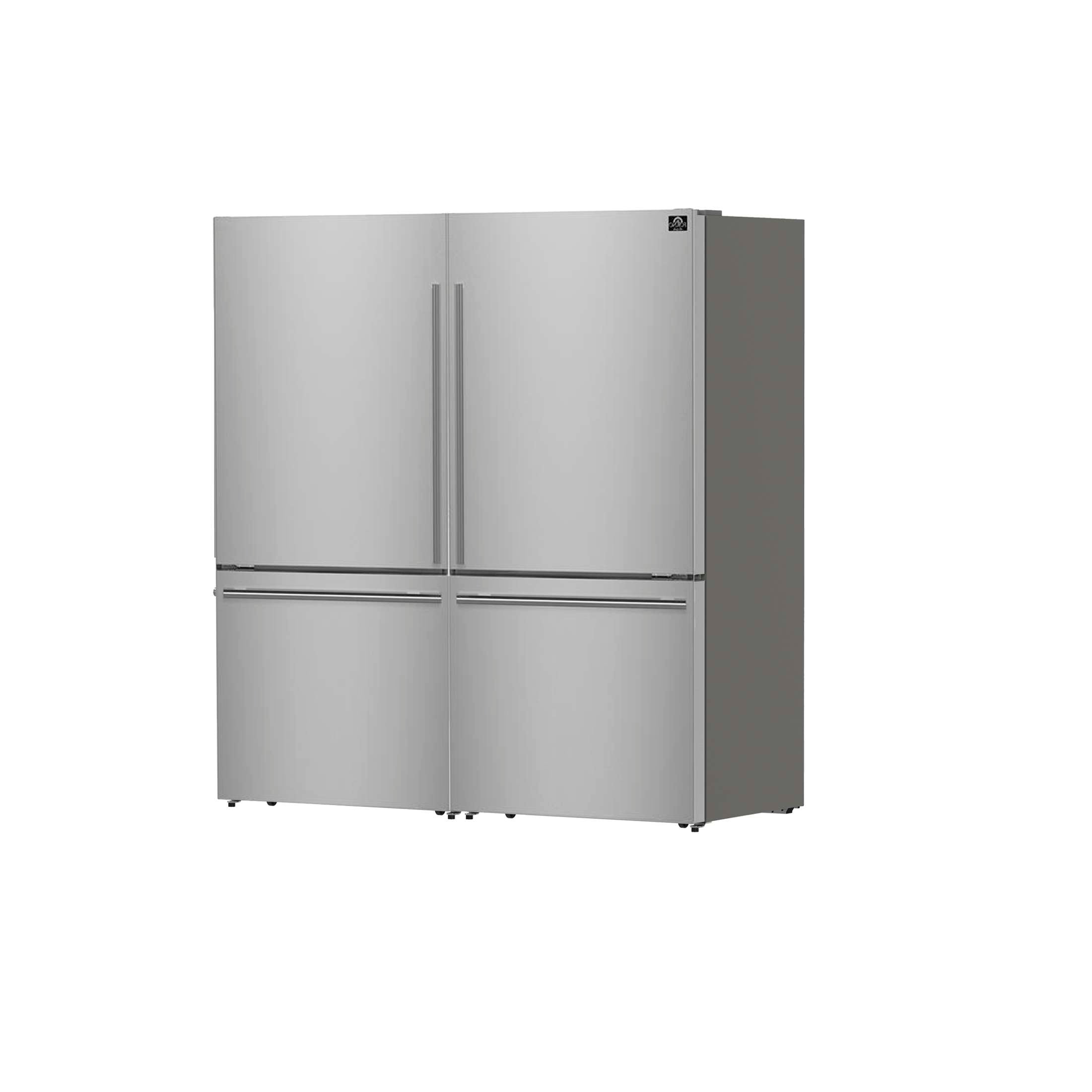Forno Milano 2-Piece 62-Inch Freestanding Dual Bottom Freezer Refrigerator, Stainless Steel – 34.4 cu.ft, Touch Control, Ice Maker