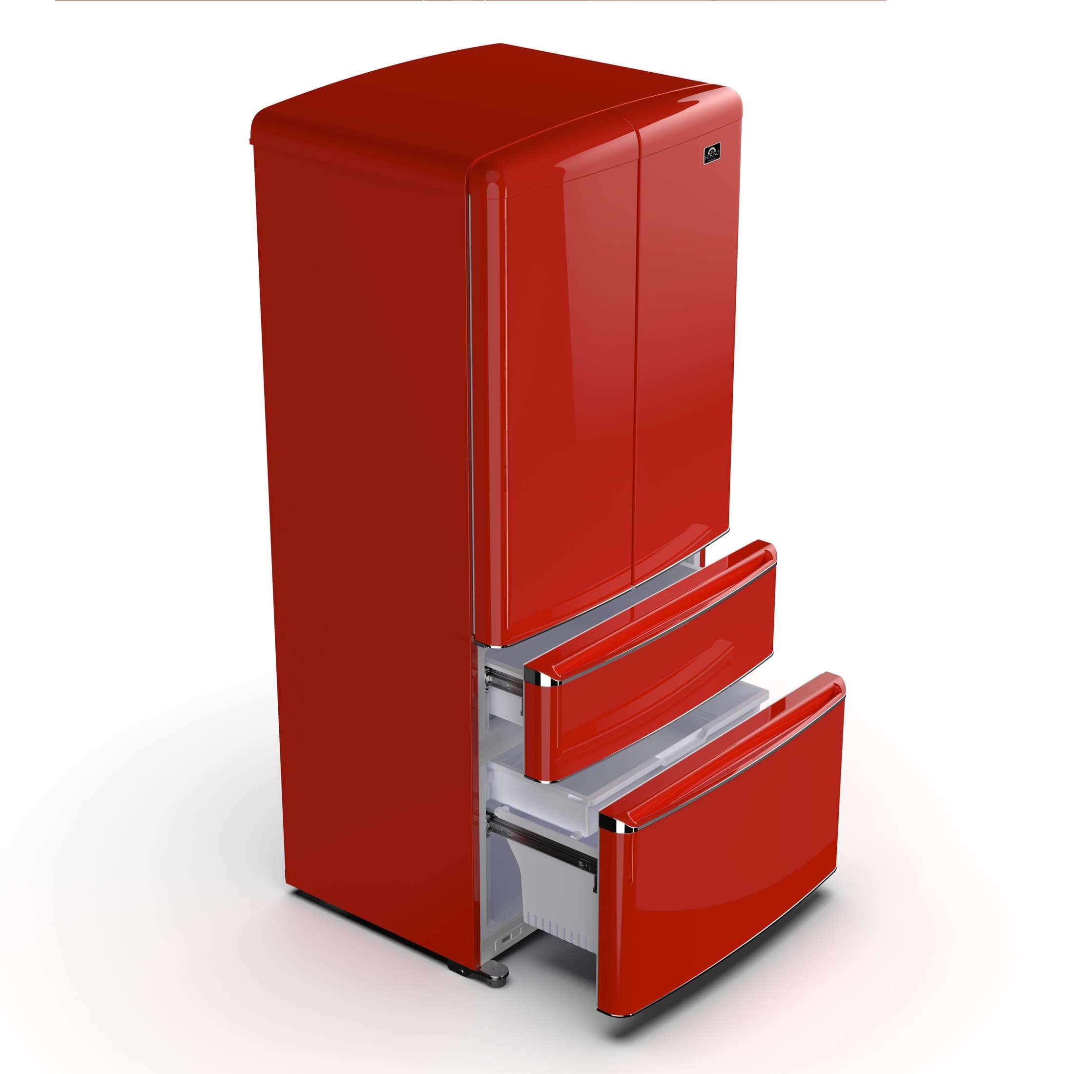 Forno Luigi 33-Inch French Door Refrigerator, 18 cu.ft, Red Finish, Handle-Free Design, ENERGY STAR Certified