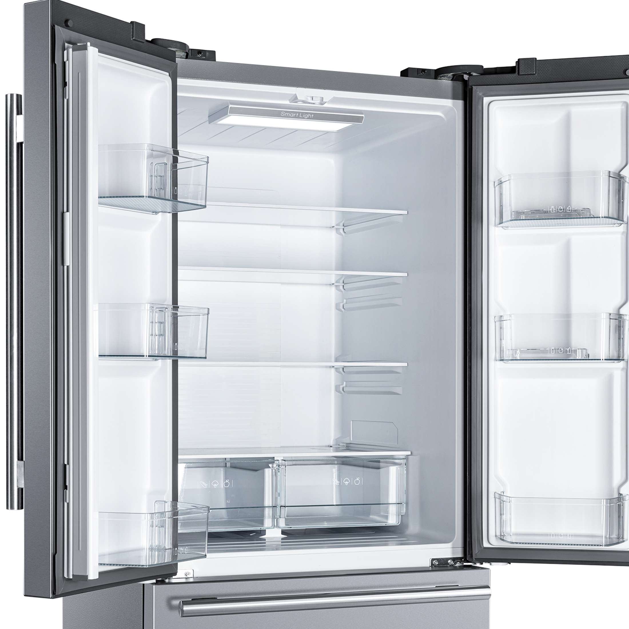 Forno Gallipoli 30-Inch French Door Refrigerator, 17.5 cu.ft Capacity, Modern Decorative Grill, 34-Inch Width, Stainless Steel, No Frost Technology, Energy Efficient