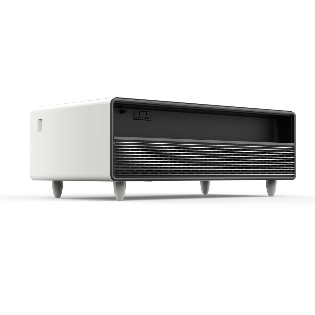 Forno Evoluto Tavolo 51-Inch White Smart Coffee Table – Dual Refrigerator Drawers, Bluetooth 5.0 Audio, Wireless Charging & RGB Ambient Light