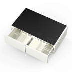 Forno Evoluto Tavolo 51-Inch White Smart Coffee Table – Dual Refrigerator Drawers, Bluetooth 5.0 Audio, Wireless Charging & RGB Ambient Light