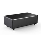 Forno Evoluto Tavolo 51-Inch Black Smart Coffee Table – Dual Refrigerator Drawers, Bluetooth 5.0 Audio, Wireless Charging & RGB Ambient Light