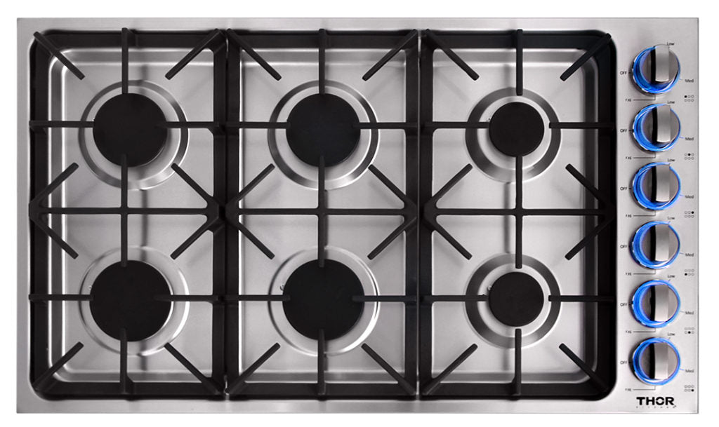 THOR Kitchen 36 Inch Professional Drop-In Gas Cooktop in Stainless Steel – Model TGC3601