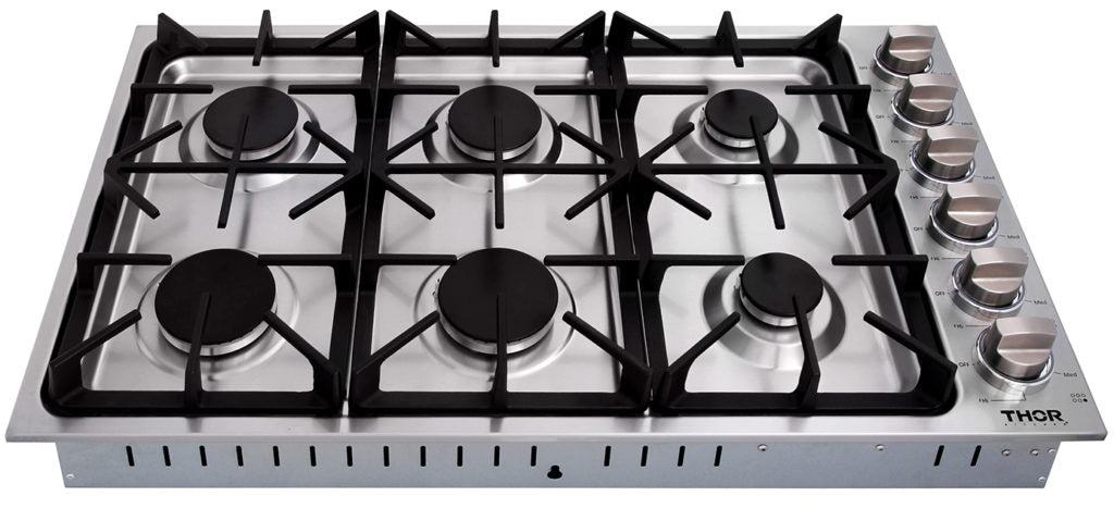 THOR Kitchen 36 Inch Professional Drop-In Gas Cooktop in Stainless Steel – Model TGC3601