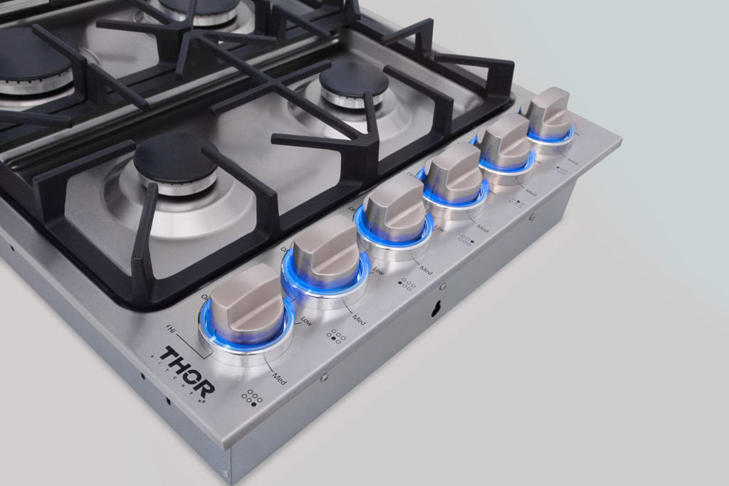 THOR Kitchen 36 Inch Professional Drop-In Gas Cooktop in Stainless Steel – Model TGC3601