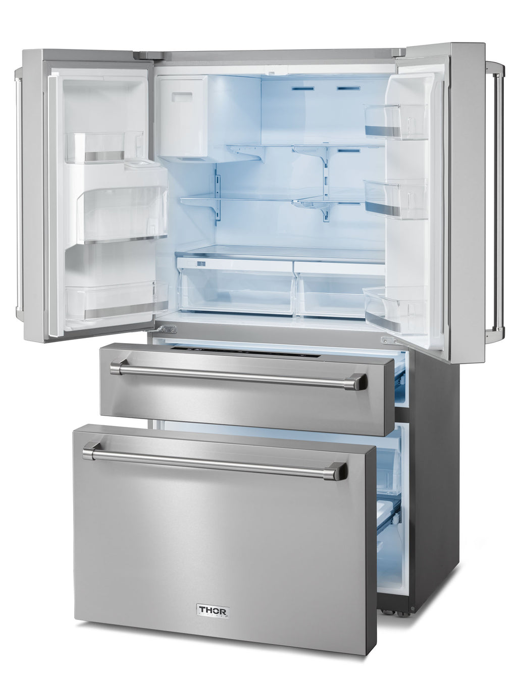 THOR Kitchen 36 Inch Professional French Door Refrigerator with Ice and Water Dispenser – Model TRF3601FD