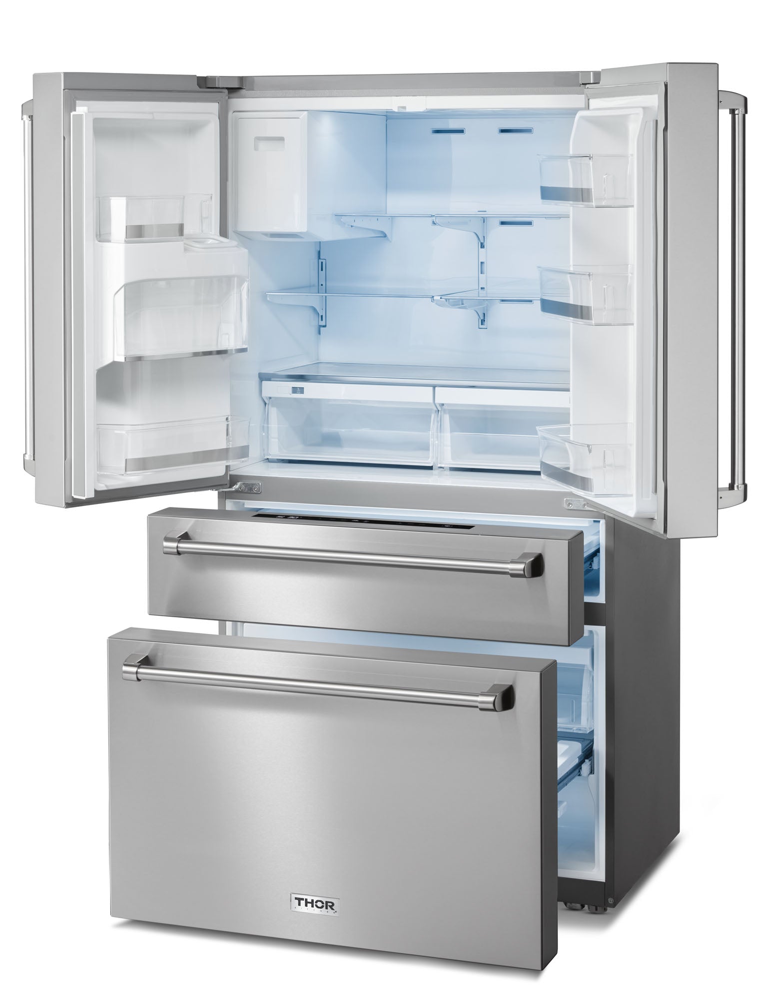 THOR Kitchen 36 Inch Professional French Door Refrigerator with Ice and Water Dispenser – Model TRF3601FD