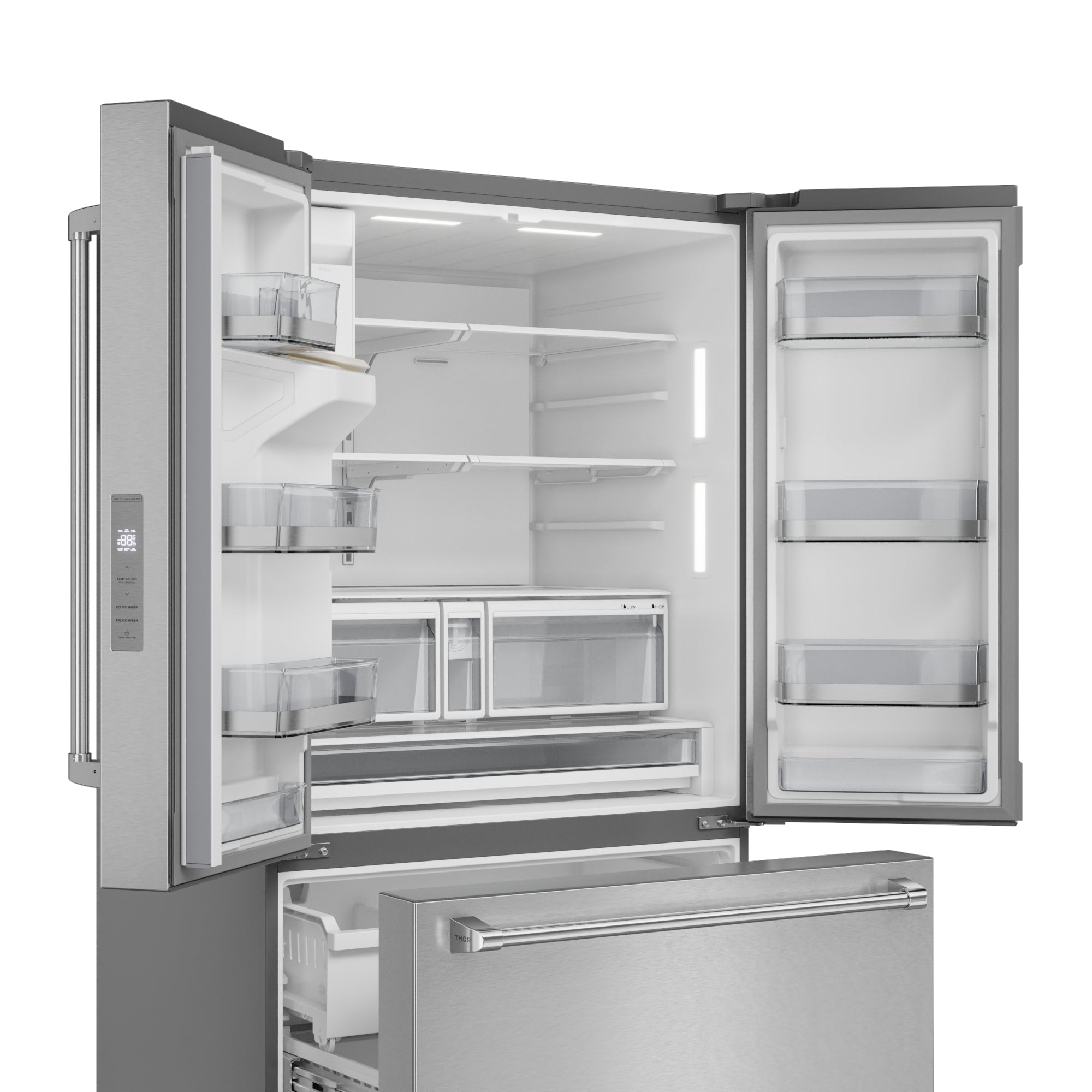 36 Inch Professional French Door Refrigerator with Ice and Water Dispenser – Model TRF3628FFD