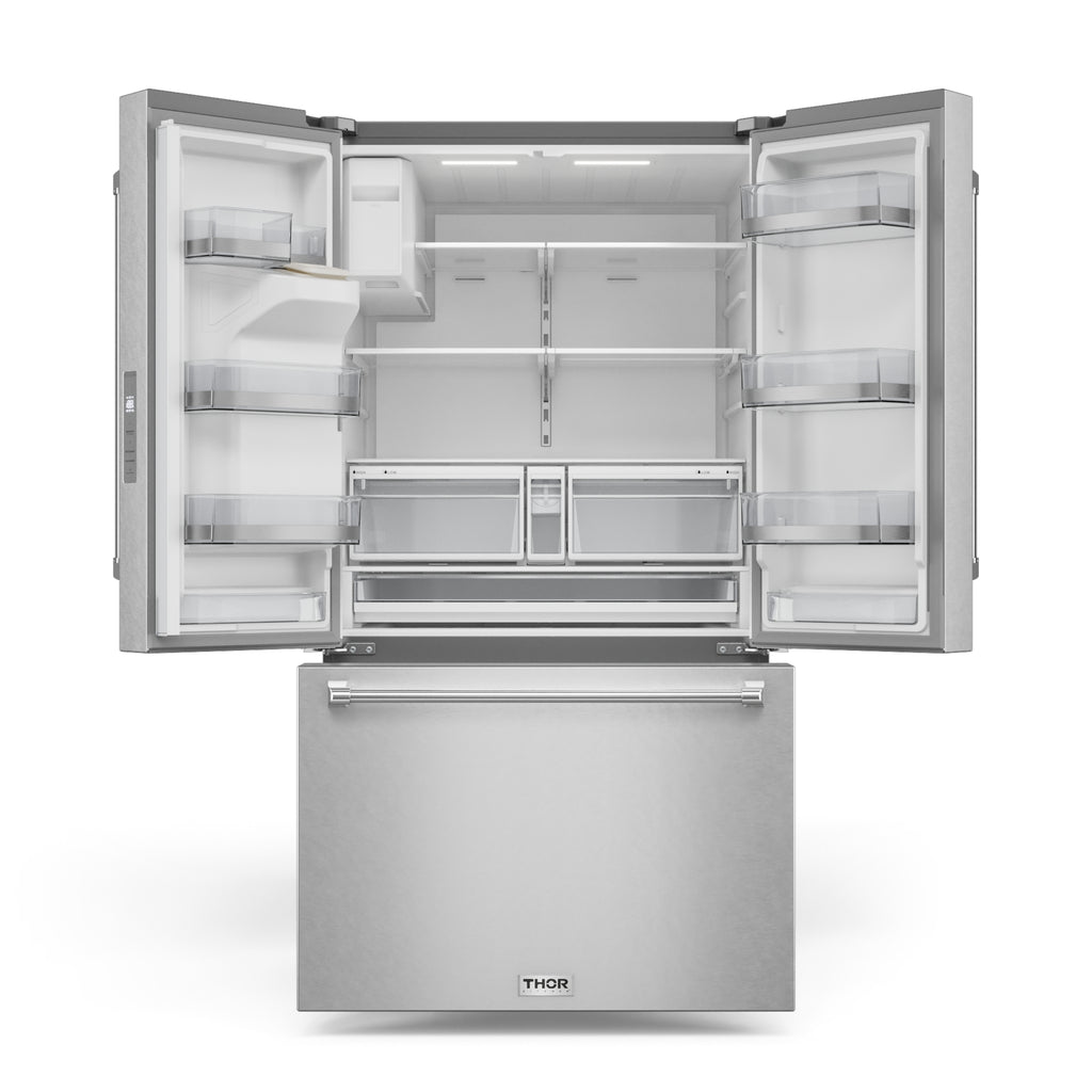 36 Inch Professional French Door Refrigerator with Ice and Water Dispenser – Model TRF3628FFD