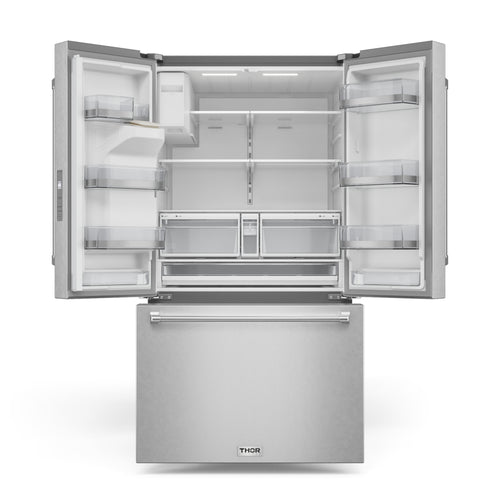 36 Inch Professional French Door Refrigerator with Ice and Water Dispenser – Model TRF3628FFD