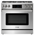 THOR Kitchen 36-Inch Tilt Panel Liquid Propane Range – Professional – Model TRG3601LP