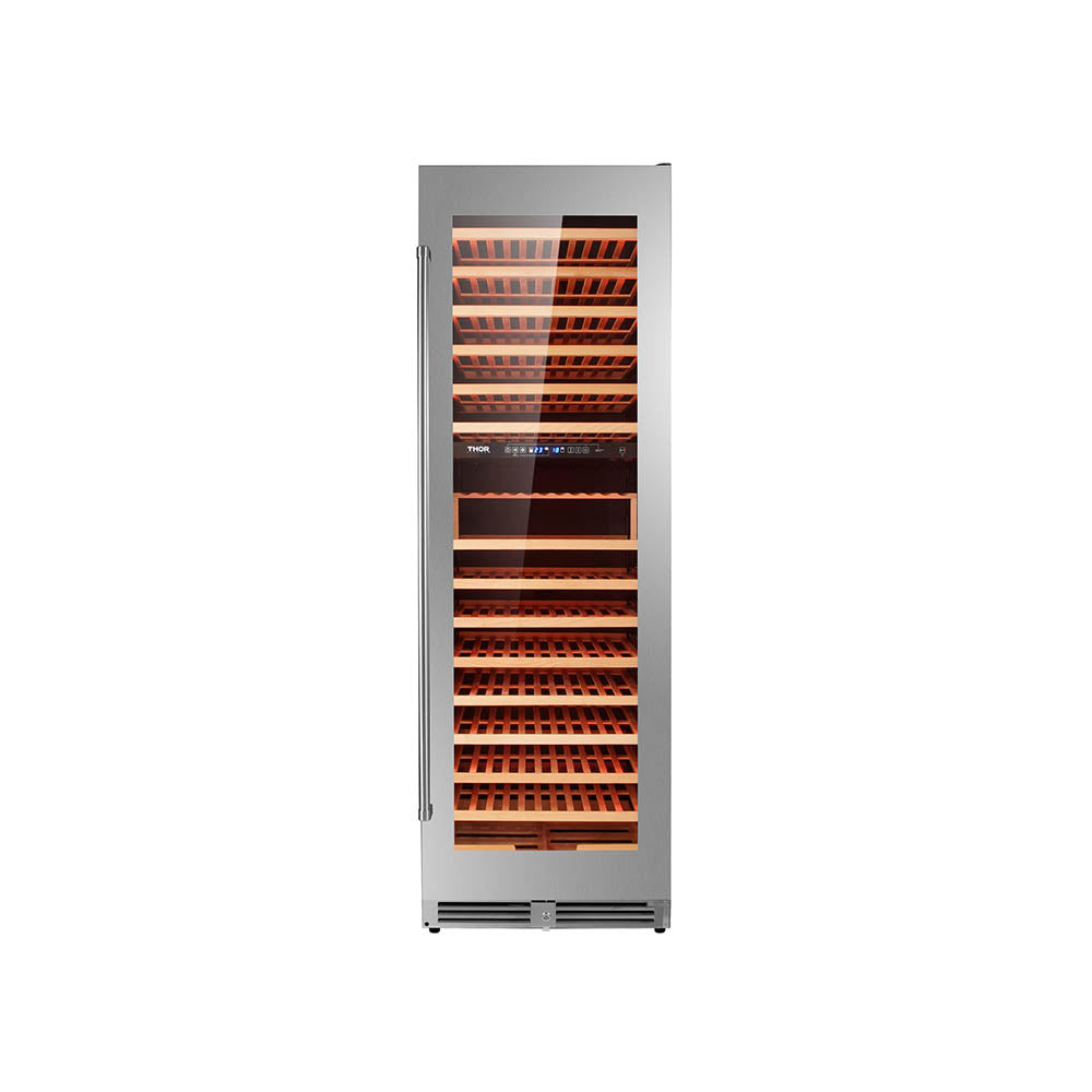 THOR Kitchen 24 Inch Dual Zone Wine Cooler, 162 Wine Bottle Capacity – Model TWC2403DI