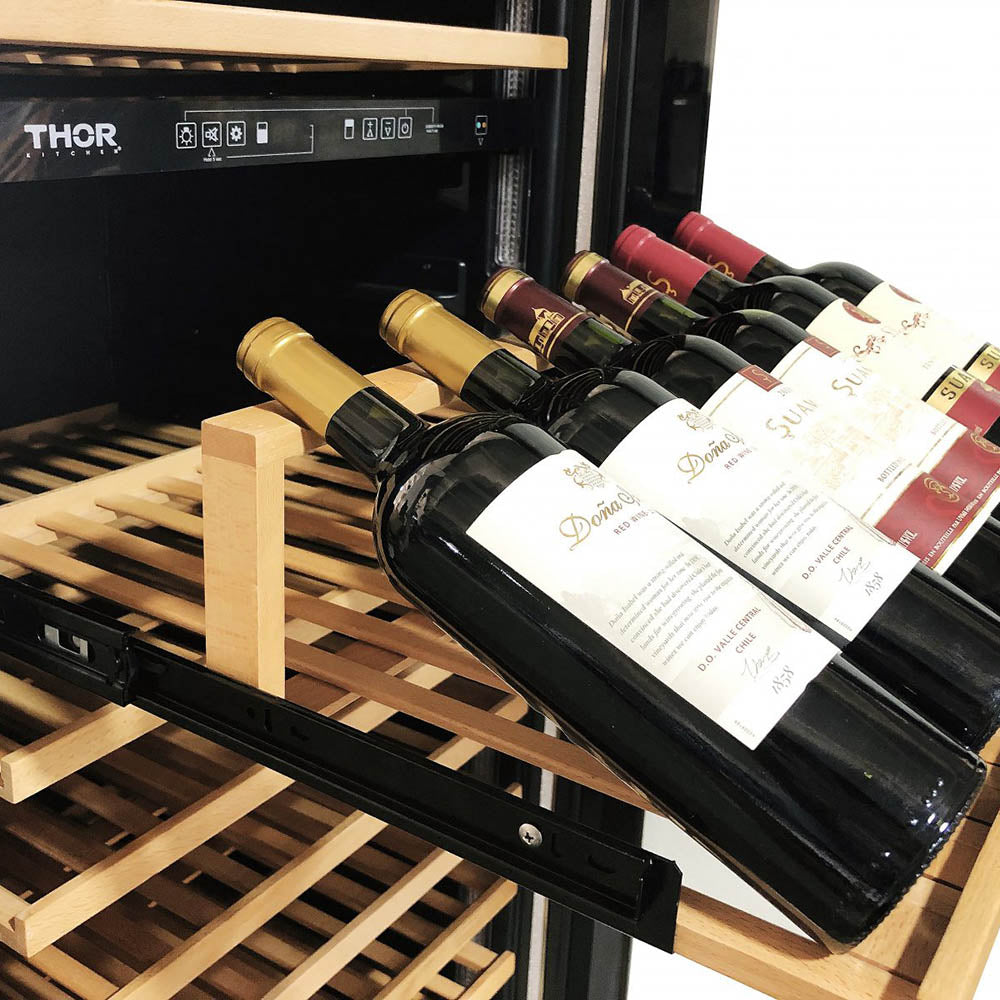 THOR Kitchen 24 Inch Dual Zone Wine Cooler, 162 Wine Bottle Capacity – Model TWC2403DI