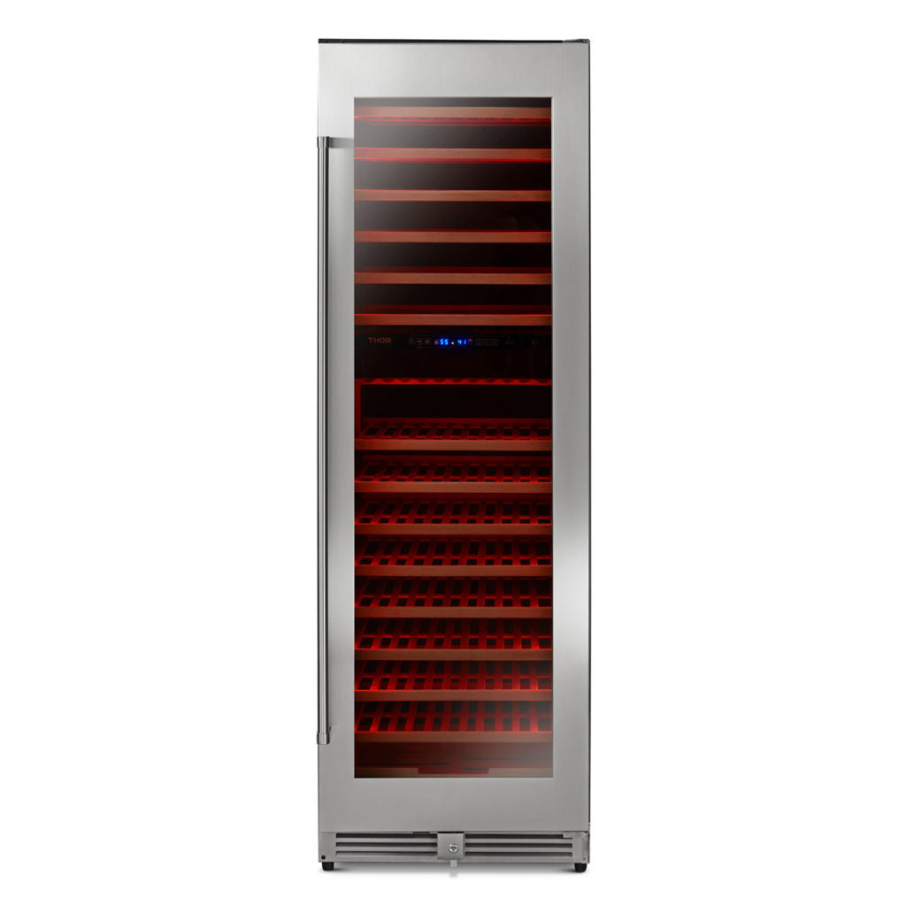 THOR Kitchen 24 Inch Dual Zone Wine Cooler, 162 Wine Bottle Capacity – Model TWC2403DI