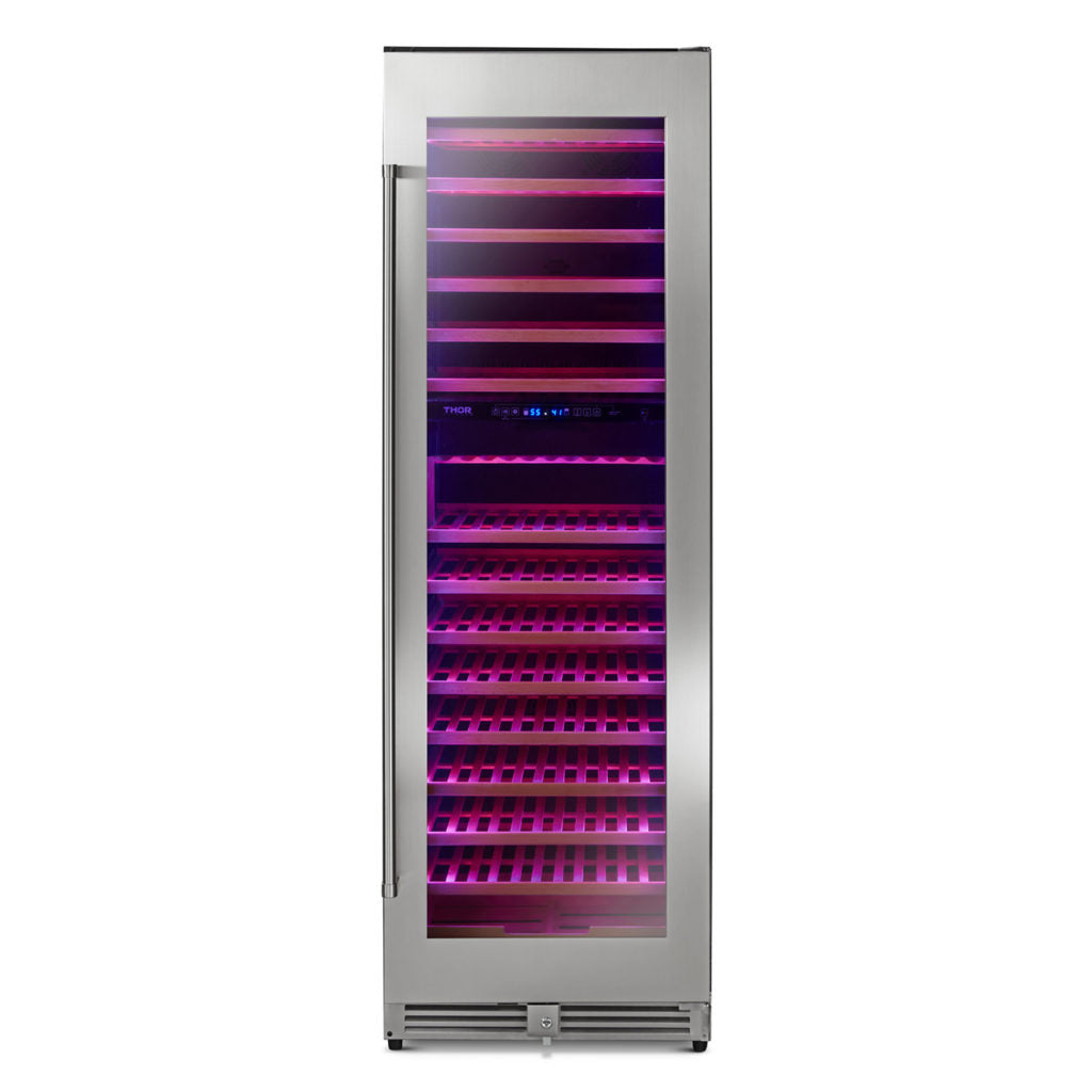 THOR Kitchen 24 Inch Dual Zone Wine Cooler, 162 Wine Bottle Capacity – Model TWC2403DI