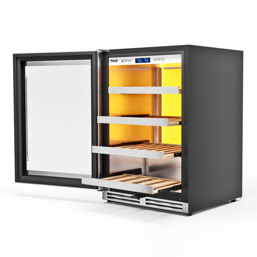 THOR Kitchen 24-Inch Single Zone Wine Cooler, Left Swing, 45 Wine Bottle Capacity – Model TWC24UL-LH
