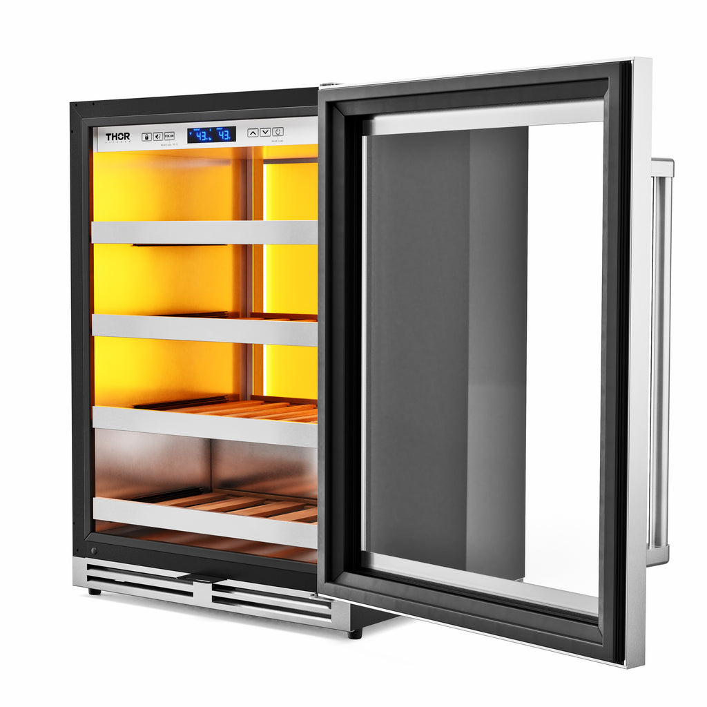 THOR Kitchen 24-Inch Single Zone Wine Cooler, 45 Wine Bottle Capacity – Model TWC24UL