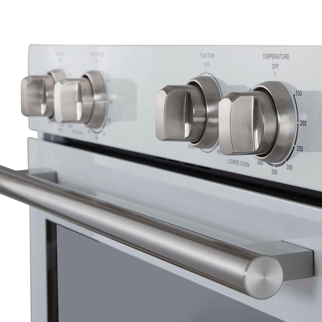Forno Vomero 30-Inch Double Wall Oven, White, 10 cu.ft Total Capacity, 7100W Convection, Mechanical Controls, Manuel Steam Clean