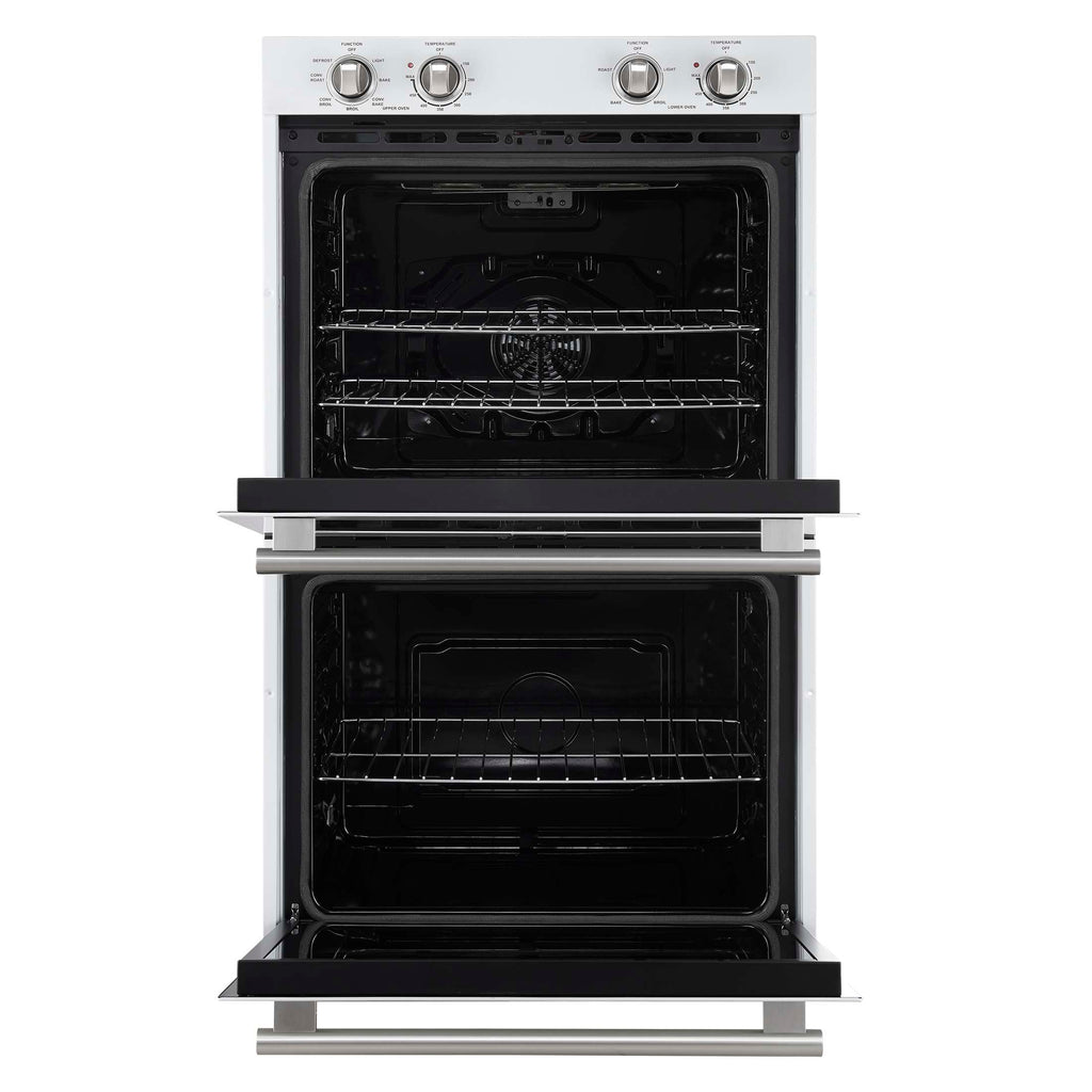 Forno Vomero 30-Inch Double Wall Oven, White, 10 cu.ft Total Capacity, 7100W Convection, Mechanical Controls, Manuel Steam Clean
