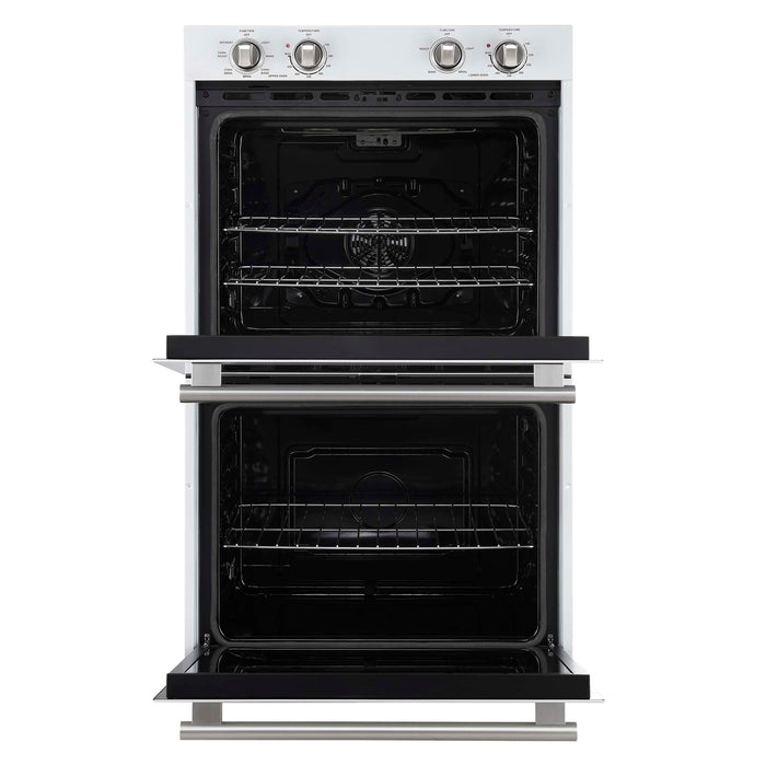 Forno Vomero 30-Inch Double Wall Oven, White, 10 cu.ft Total Capacity, 7100W Convection, Mechanical Controls, Manuel Steam Clean