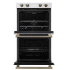 Forno Vomero 30-Inch Double Wall Oven, White, 10 cu.ft Total Capacity, 7100W Convection, Mechanical Controls, Manuel Steam Clean