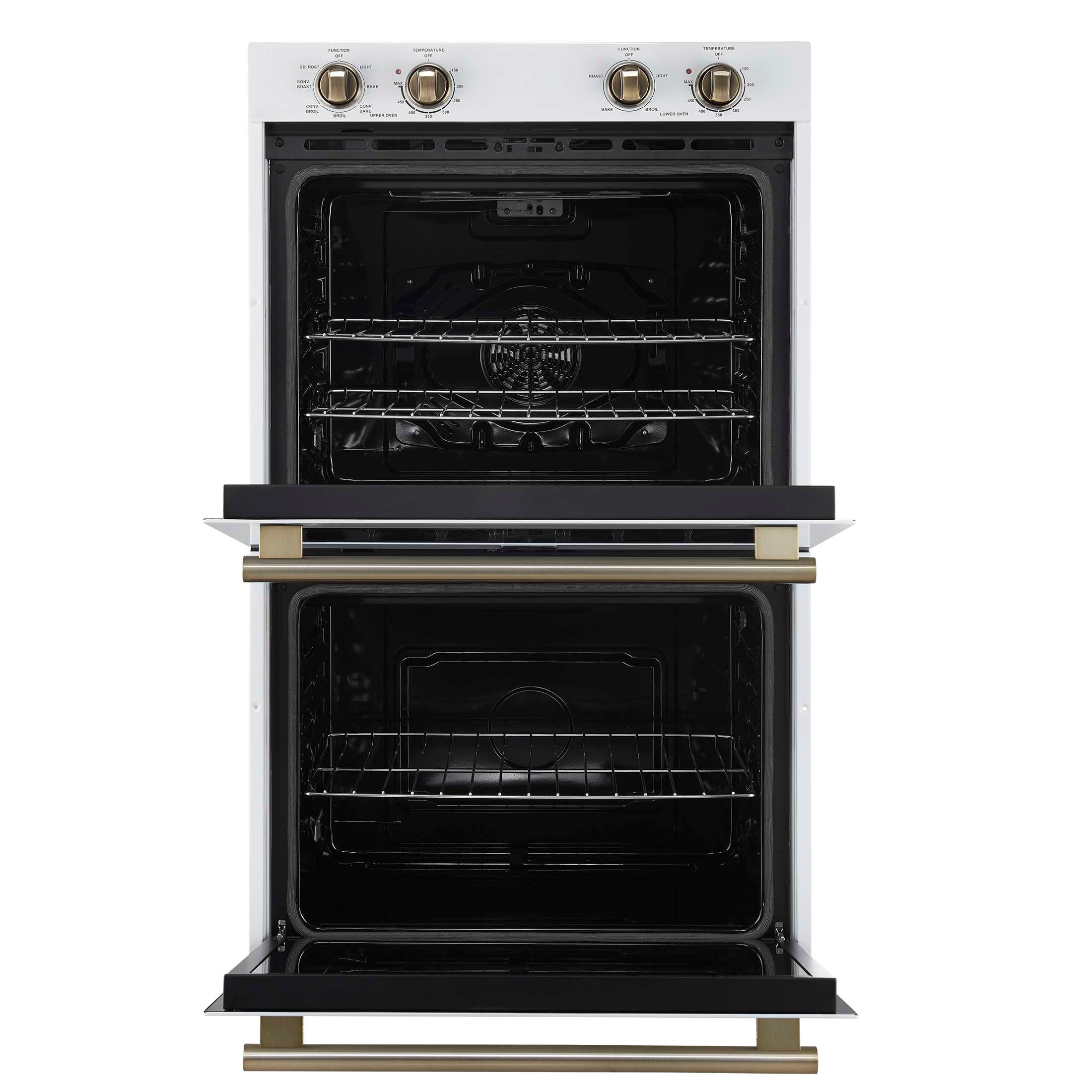 Forno Vomero 30-Inch Double Wall Oven, White, 10 cu.ft Total Capacity, 7100W Convection, Mechanical Controls, Manuel Steam Clean