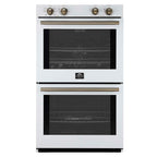 Forno Vomero 30-Inch Double Wall Oven, White, 10 cu.ft Total Capacity, 7100W Convection, Mechanical Controls, Manuel Steam Clean