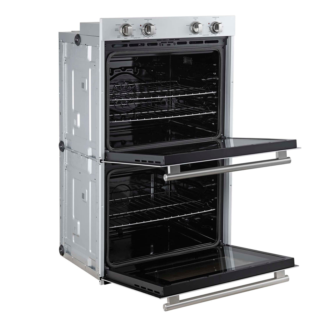 Forno Vomero 30-Inch Double Wall Oven, White, 10 cu.ft Total Capacity, 7100W Convection, Mechanical Controls, Manuel Steam Clean