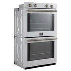 Forno Vomero 30-Inch Double Wall Oven, White, 10 cu.ft Total Capacity, 7100W Convection, Mechanical Controls, Manuel Steam Clean