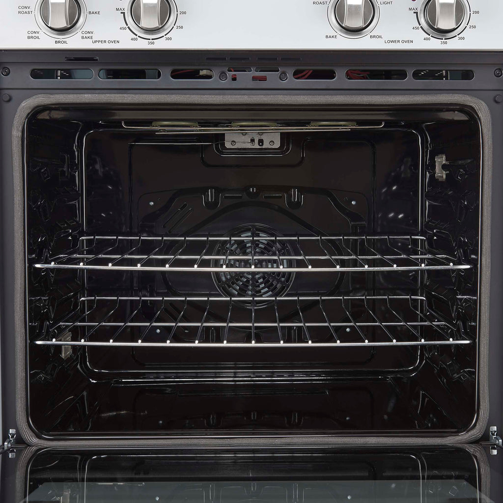 Forno Vomero 30-Inch Double Wall Oven, White, 10 cu.ft Total Capacity, 7100W Convection, Mechanical Controls, Manuel Steam Clean