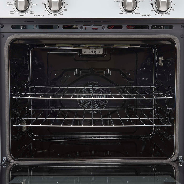Forno Vomero 30-Inch Double Wall Oven, White, 10 cu.ft Total Capacity, 7100W Convection, Mechanical Controls, Manuel Steam Clean