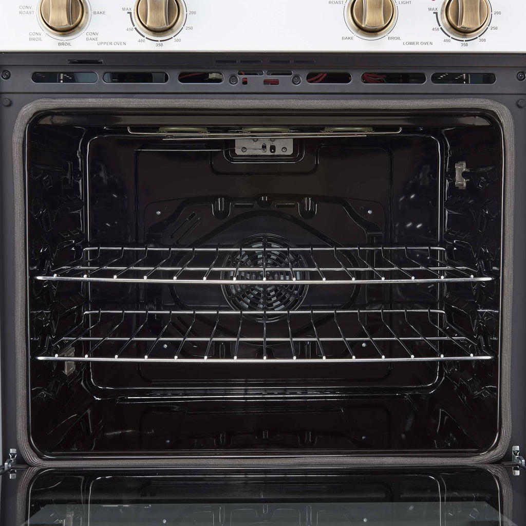 Forno Vomero 30-Inch Double Wall Oven, White, 10 cu.ft Total Capacity, 7100W Convection, Mechanical Controls, Manuel Steam Clean