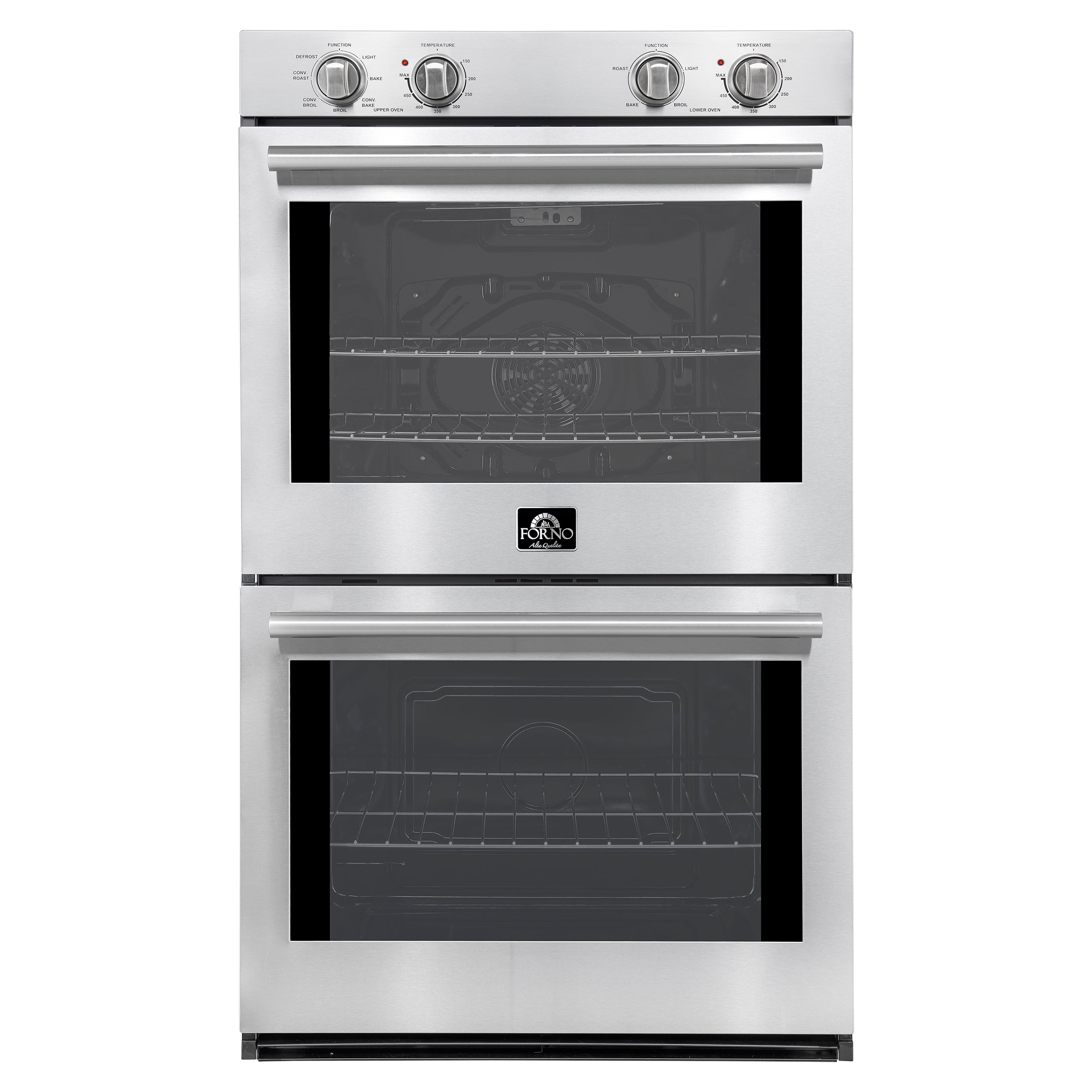 Forno Vomero 30-Inch Double Wall Oven, Stainless Steel, 10 cu.ft Total Capacity, 7100W Convection, Mechanical Controls, Self-Cleaning Function