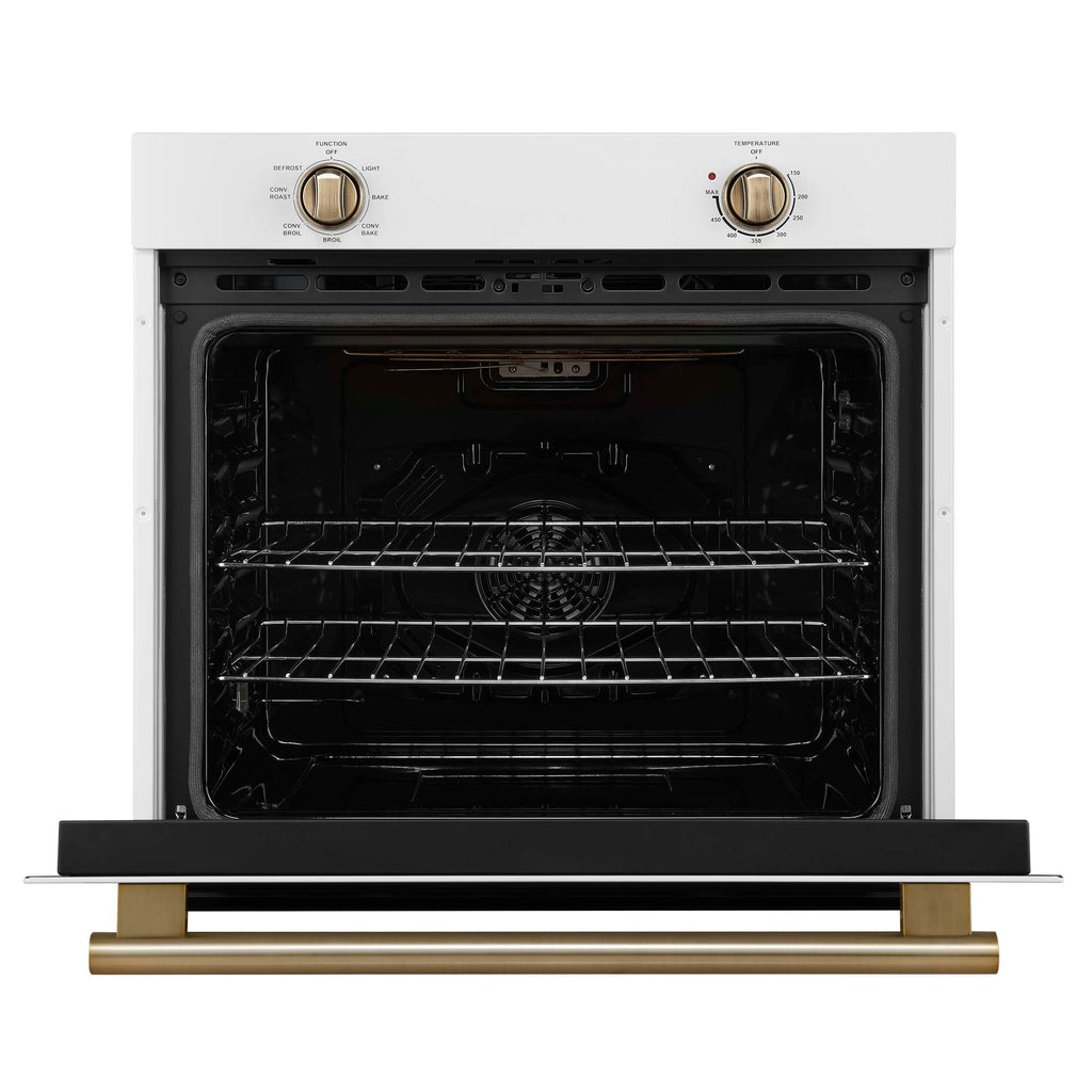 Forno Vomero 30-Inch Wall Oven, White, 5 cu.ft Capacity, 3550 Watts Convection, Mechanical Controls, Manuel Steam Clean
