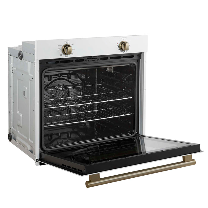 Forno Vomero 30-Inch Wall Oven, White, 5 cu.ft Capacity, 3550 Watts Convection, Mechanical Controls, Manuel Steam Clean