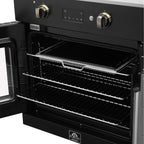 Forno Asti 30-Inch French Door Electric Wall Oven in Black & Antique Brass, 3.68 cu. ft. True Convection, 3,600W, Air Fry, Sous Vide, Self-Clean