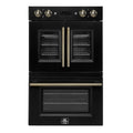 Forno Asti 30-Inch Double Electric Wall Oven with Upper French Doors in Black & Antique Brass, 7.36 cu. ft. Dual True Convection, 7,200W, Air Fry, Sous Vide, Self-Clean