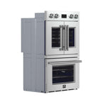 Forno Gallico 30-Inch Electric French Door Double Oven, Stainless Steel, Convection Cooking, Touch Control Panel, Self-Cleaning Function