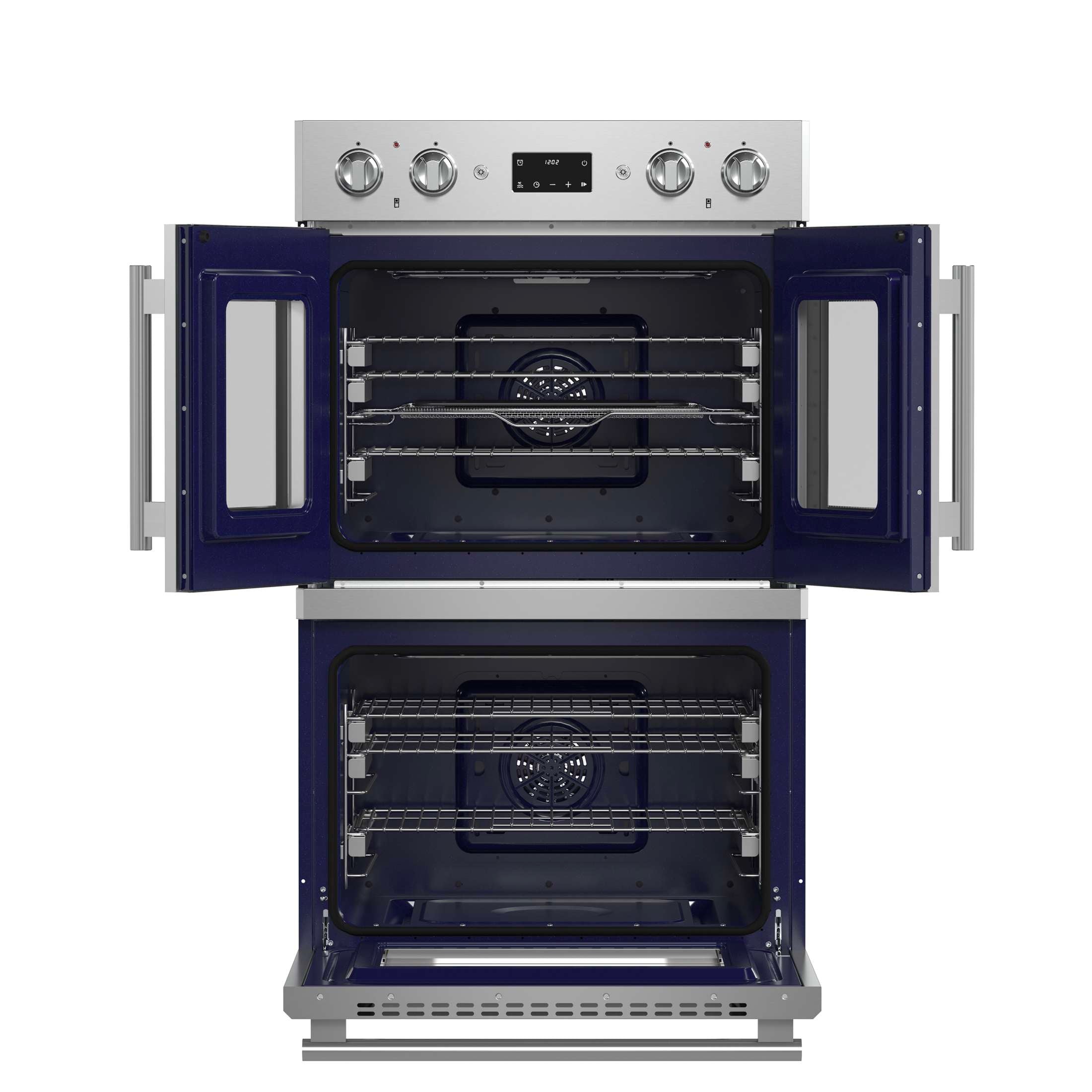 Forno Gallico 30-Inch Electric French Door Double Oven, Stainless Steel, Convection Cooking, Touch Control Panel, Self-Cleaning Function