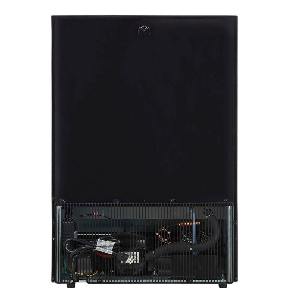 Forno Frescolino 24 Inch Beverage Cooler, Black with Antique Brass Handles, with LED Lighting, Triple Glass Door, 188 Can Capacity, Built-In or Freestanding
